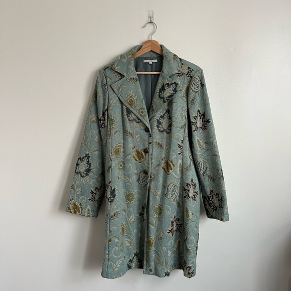 CAbi Jackets & Coats Cabi Mint Floral Guinevere Jacobean Brocade